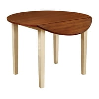Мебели от Америка Луц Дърво кръгла маса за хранене, реколта бяло и череша