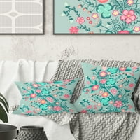 Пролетна флорална шарка дизайнарт в меки пастелни цветове от средата на века модерна възглавница за хвърляне - 18х18