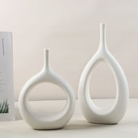 Бяла керамична ваза Неутрална бохо нордична минимализъм стил цветни вази за офис спалня ферма сватба