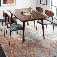Aston Charmaine Abstract Rebressed Traswessed Area Rug, Grey Rust, 9 '12'