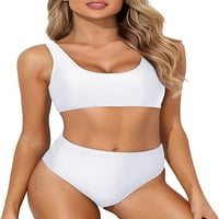 Tempt Me Women Two Scoop Neck Bikini Crop Top High Cut Swimsuit спорт