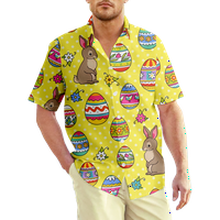 Честит великденски лятна мода 3d ризи момчета Мъжкият плаж Детска риза с къс ръкав Хавайски върхове Мъжки дрехи ， A-L
