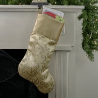 Нортлайт 20.5 златен блестящ вихър Коледен чорап с кадифен маншет